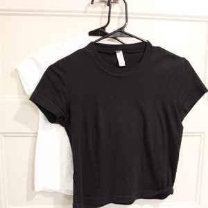 (2 TOPS for 1) MOCKNECK CAP SLEEVE BABY TEE | Both White & Black
